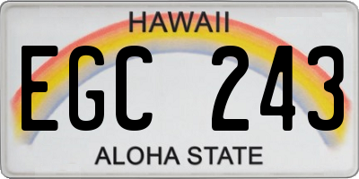 HI license plate EGC243