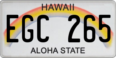 HI license plate EGC265