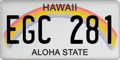 HI license plate EGC281