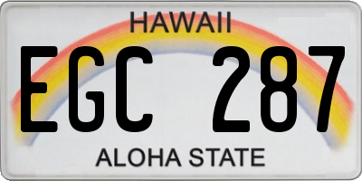 HI license plate EGC287