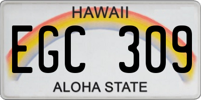 HI license plate EGC309