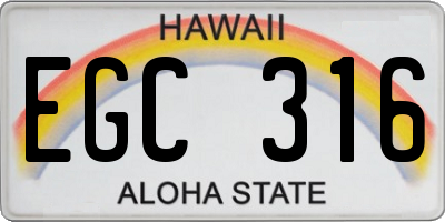 HI license plate EGC316