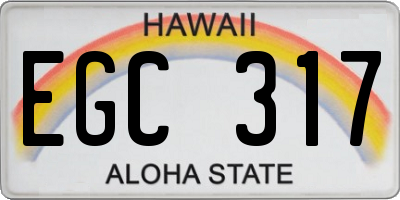 HI license plate EGC317