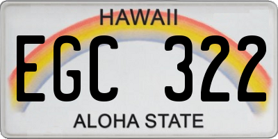 HI license plate EGC322