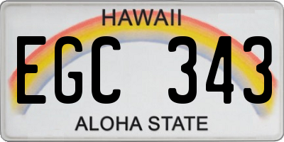 HI license plate EGC343