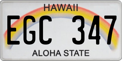 HI license plate EGC347