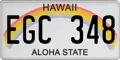 HI license plate EGC348