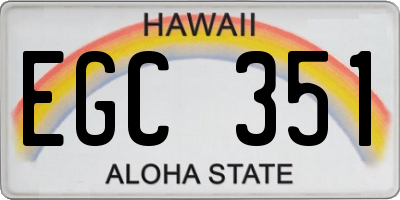 HI license plate EGC351