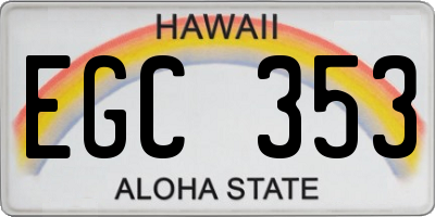 HI license plate EGC353