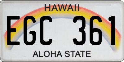 HI license plate EGC361