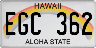 HI license plate EGC362