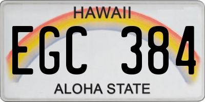 HI license plate EGC384