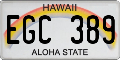 HI license plate EGC389