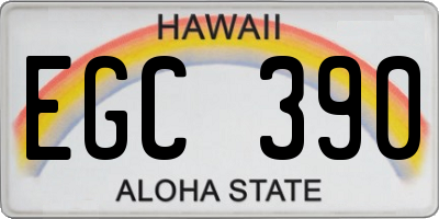 HI license plate EGC390
