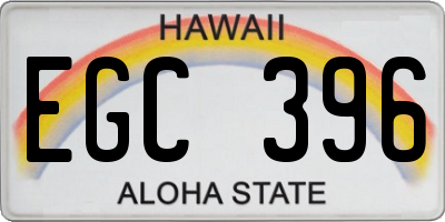 HI license plate EGC396