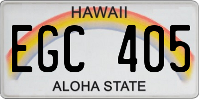 HI license plate EGC405