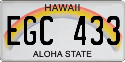 HI license plate EGC433