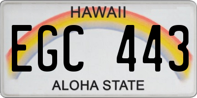 HI license plate EGC443