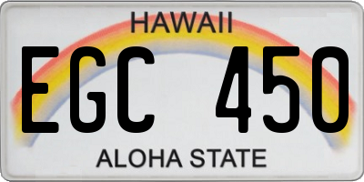 HI license plate EGC450