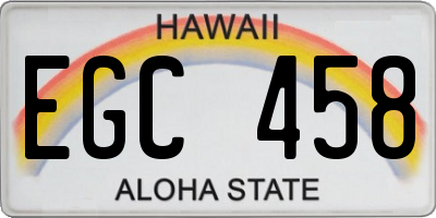 HI license plate EGC458