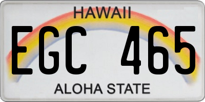HI license plate EGC465