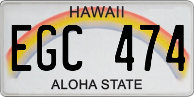HI license plate EGC474