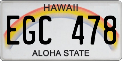 HI license plate EGC478