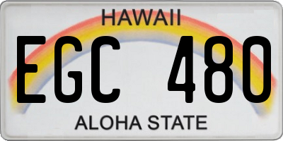 HI license plate EGC480