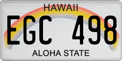HI license plate EGC498
