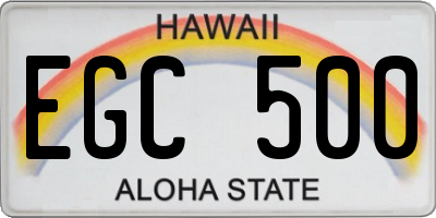HI license plate EGC500