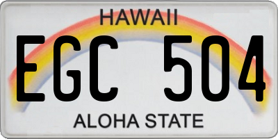 HI license plate EGC504