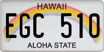 HI license plate EGC510