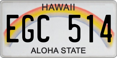 HI license plate EGC514