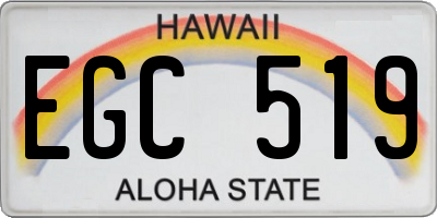 HI license plate EGC519
