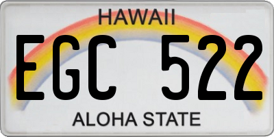 HI license plate EGC522