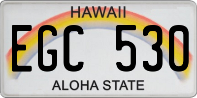 HI license plate EGC530
