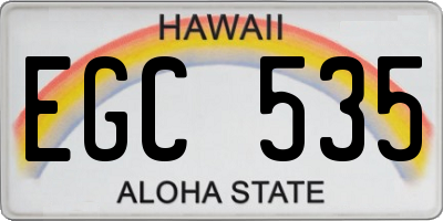 HI license plate EGC535