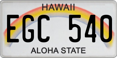 HI license plate EGC540