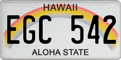 HI license plate EGC542