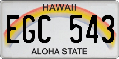 HI license plate EGC543