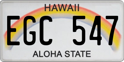 HI license plate EGC547