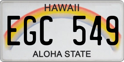 HI license plate EGC549