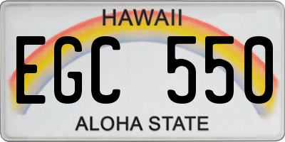 HI license plate EGC550