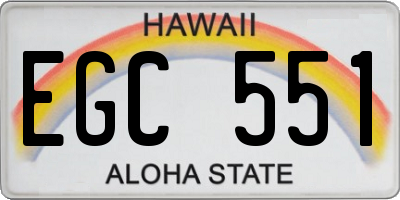 HI license plate EGC551
