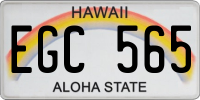 HI license plate EGC565