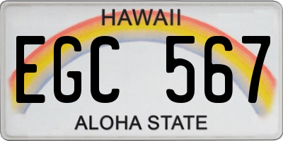 HI license plate EGC567