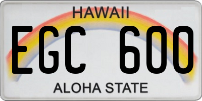 HI license plate EGC600