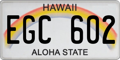 HI license plate EGC602