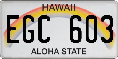 HI license plate EGC603
