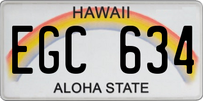 HI license plate EGC634